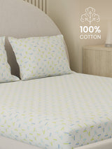 Cottage Garden 100% Cotton 300 TC King Bedsheet with 2 Pillow Covers | Printed Bedsheet Set