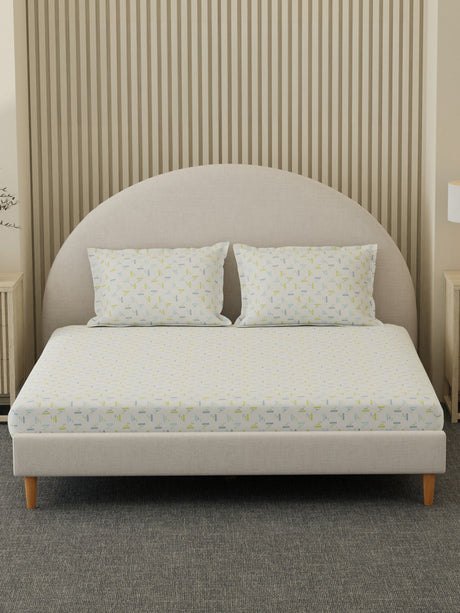 100% Cotton 300 TC, Printed King Bedsheet Set, Cottage Garden