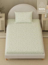 Cottage Garden 100% Cotton 300 TC Single Bedsheet with 1 Pillow Cover | Printed Bedsheet Set