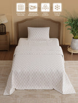 100% Cotton 300 TC, Printed Single Bedsheet Set, Cottage Garden