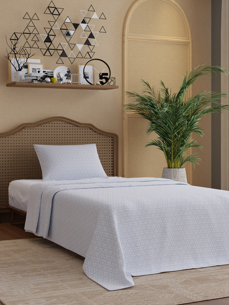 100% Cotton 300 TC, Printed Single Bedsheet Set, Cottage Garden