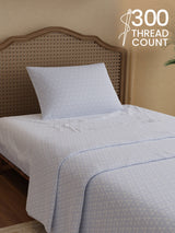 100% Cotton 300 TC, Printed Single Bedsheet Set, Cottage Garden