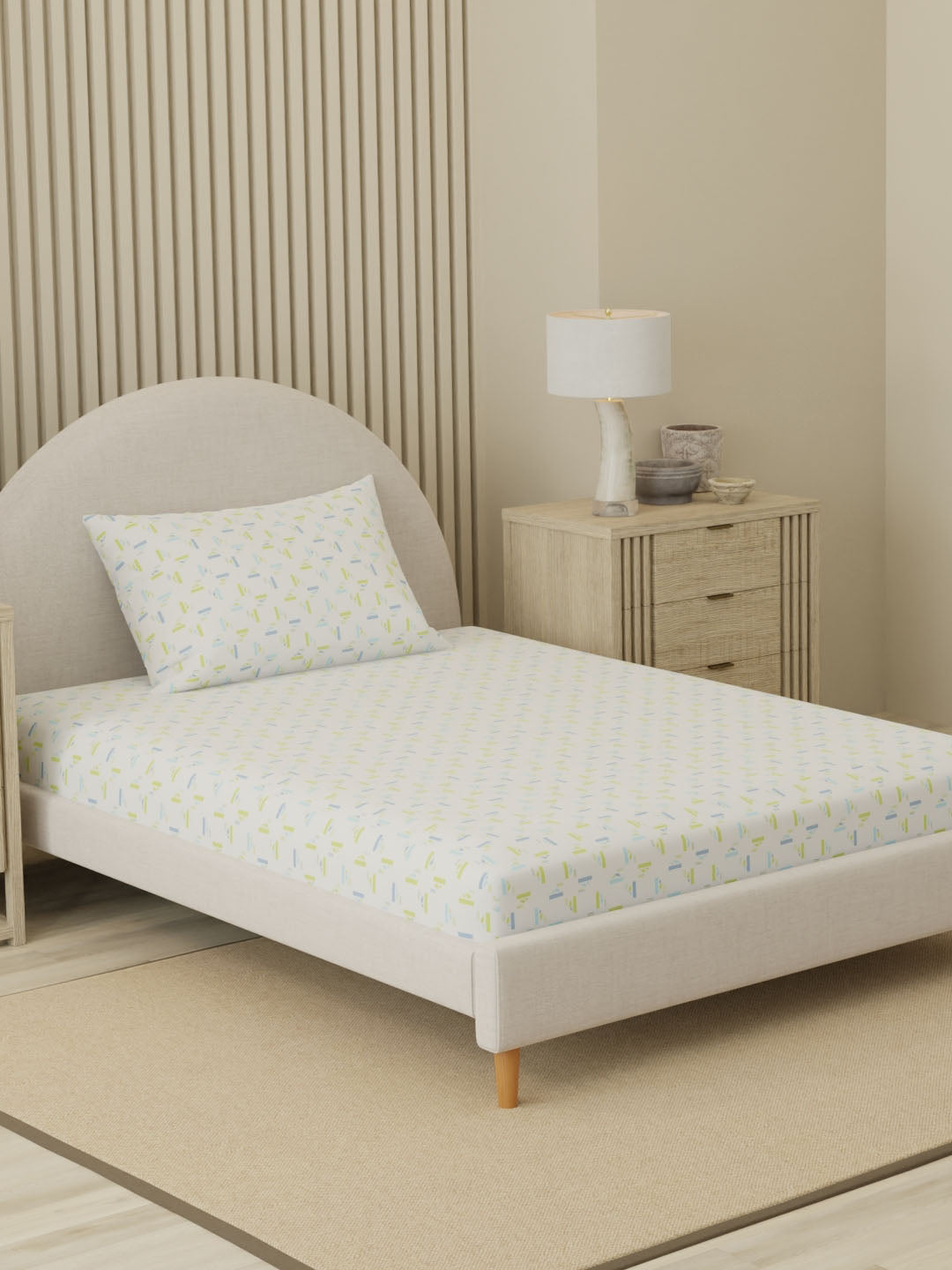 Cottage Garden 100% Cotton 300 TC Single Bedsheet with 1 Pillow Cover | Printed Bedsheet Set