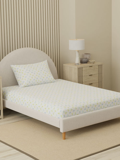 Cottage Garden 100% Cotton 300 TC Single Bedsheet with 1 Pillow Cover | Printed Bedsheet Set