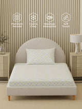 Cottage Garden 100% Cotton 300 TC Single Bedsheet with 1 Pillow Cover | Printed Bedsheet Set