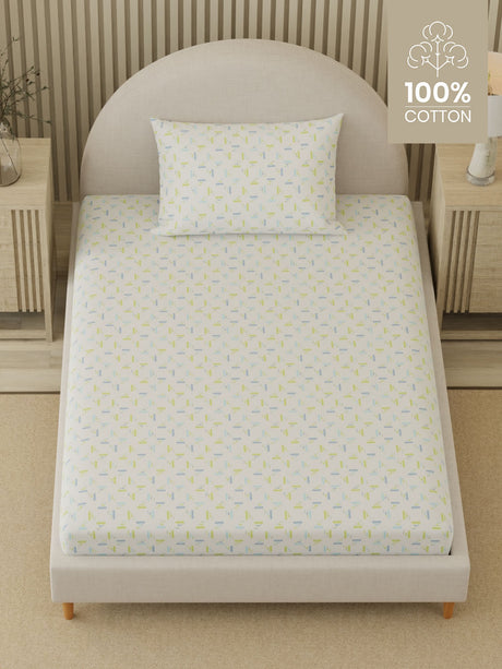 Cottage Garden 100% Cotton 300 TC Single Bedsheet with 1 Pillow Cover | Printed Bedsheet Set