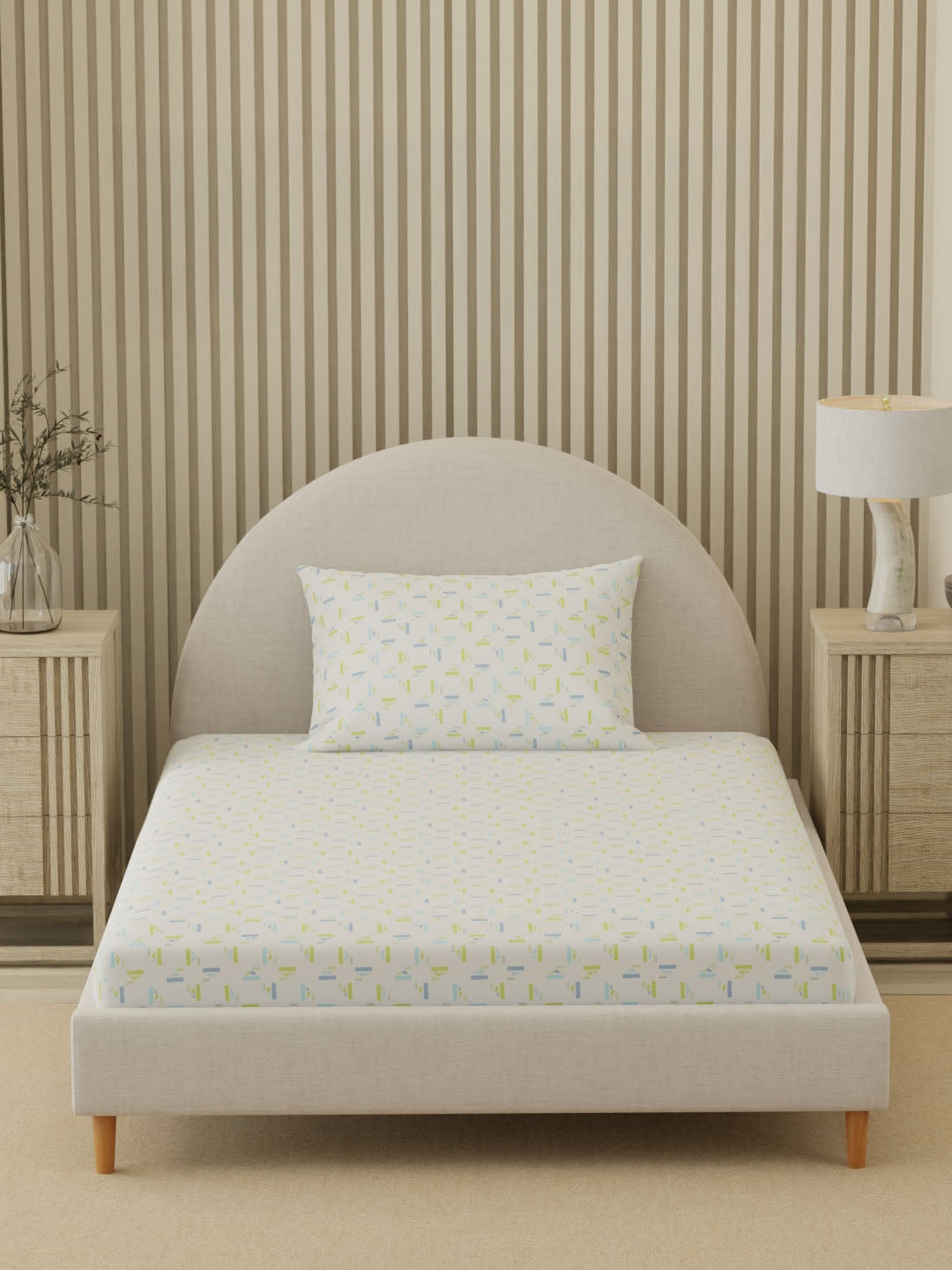 Cottage Garden 100% Cotton 300 TC Single Bedsheet with 1 Pillow Cover | Printed Bedsheet Set