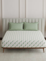 100% Cotton King Bedsheet Set, 152 TC Green Printed, Embrace