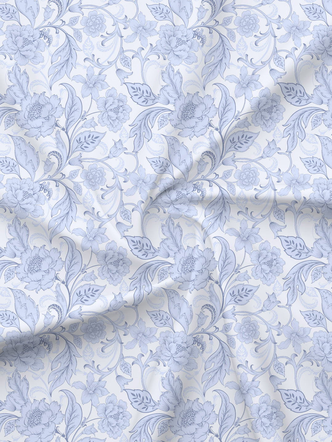 100% Cotton King Bedsheet Set, 152 TC Blue & White Floral, Embrace