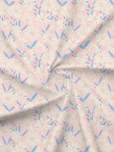 King Fitted Sheet Set, 100% Cotton 152 TC, Pink & Blue Floral, Embrace