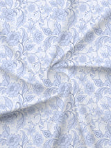 King Fitted Sheet Set, 100% Cotton 152 TC, Blue & White Floral, Embrace