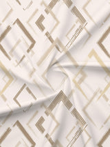 King Fitted Sheet Set, 100% Cotton 152 TC, White & Brown Geometrical, Embrace