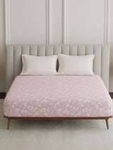 King Fitted Sheet Set, 100% Cotton 152 TC, Pink Floral, Embrace