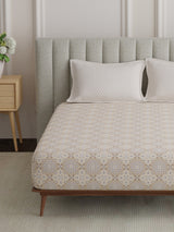 100% Cotton King Bedsheet Set, 152 TC Brown Ethnic Print, Embrace