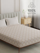 100% Cotton King Bedsheet Set, 152 TC Brown Ethnic Print, Embrace