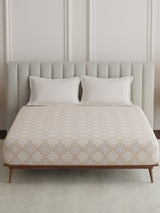 King Fitted Sheet Set, 100% Cotton 152 TC, Brown Ethnic Print, Embrace