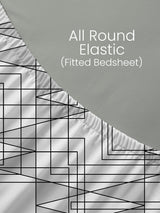 King Fitted Sheet Set, 100% Cotton 152 TC, Grey Geometrical, Embrace