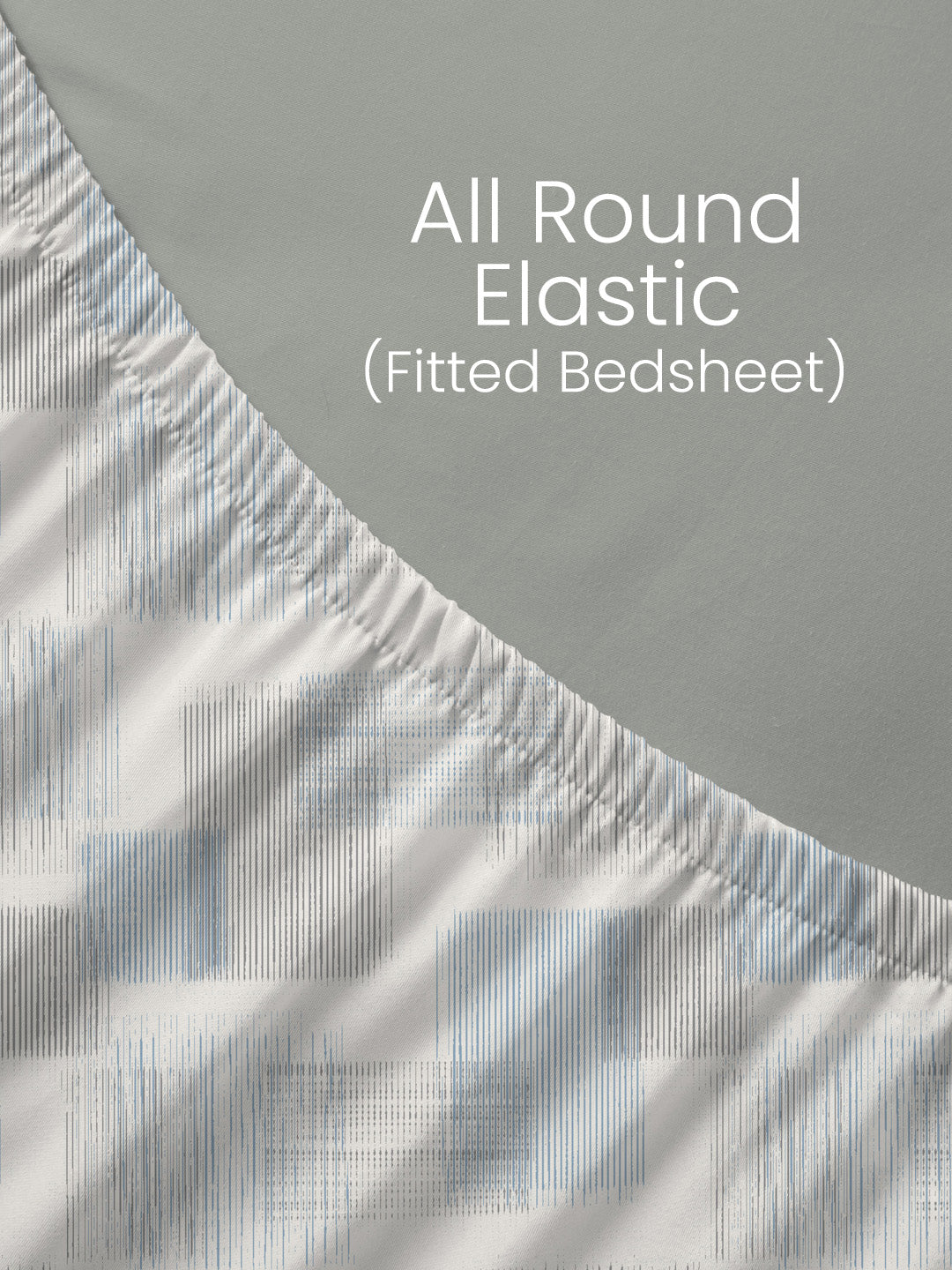 King Fitted Sheet Set, 100% Cotton 152 TC, Blue & White Geometrical, Embrace