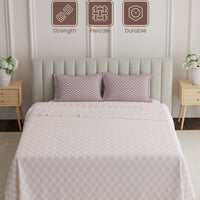 100% Cotton 152 TC, Printed King Bedsheet Set, Embrace