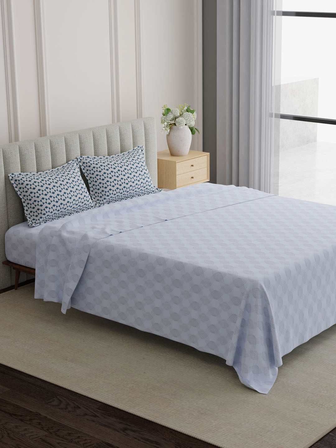 100% Cotton 152 TC, Printed King Bedsheet Set, Embrace