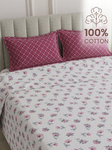 100% Cotton 152 TC, Printed King Bedsheet Set, Embrace