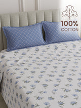 100% Cotton 152 TC, Printed King Bedsheet Set, Embrace