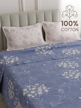 100% Cotton 152 TC, Printed King Bedsheet Set, Embrace