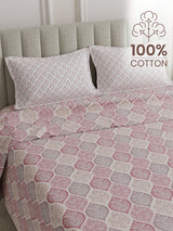 100% Cotton 152 TC, Printed King Bedsheet Set, Embrace