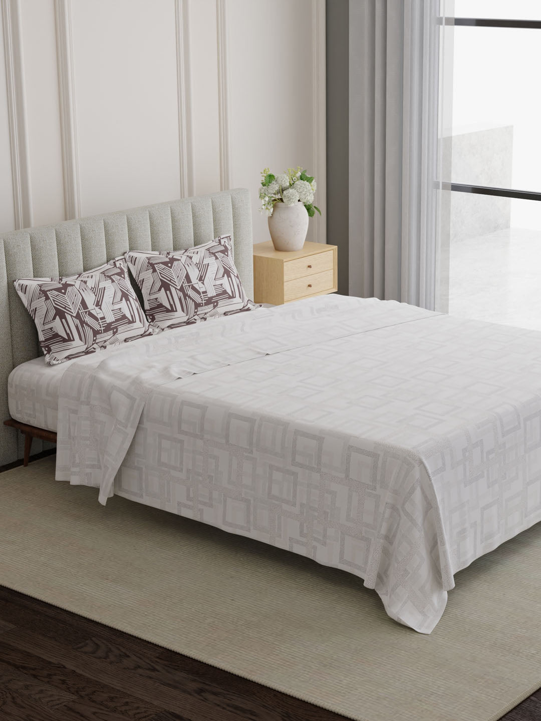 100% Cotton 152 TC, Printed King Bedsheet Set, Embrace