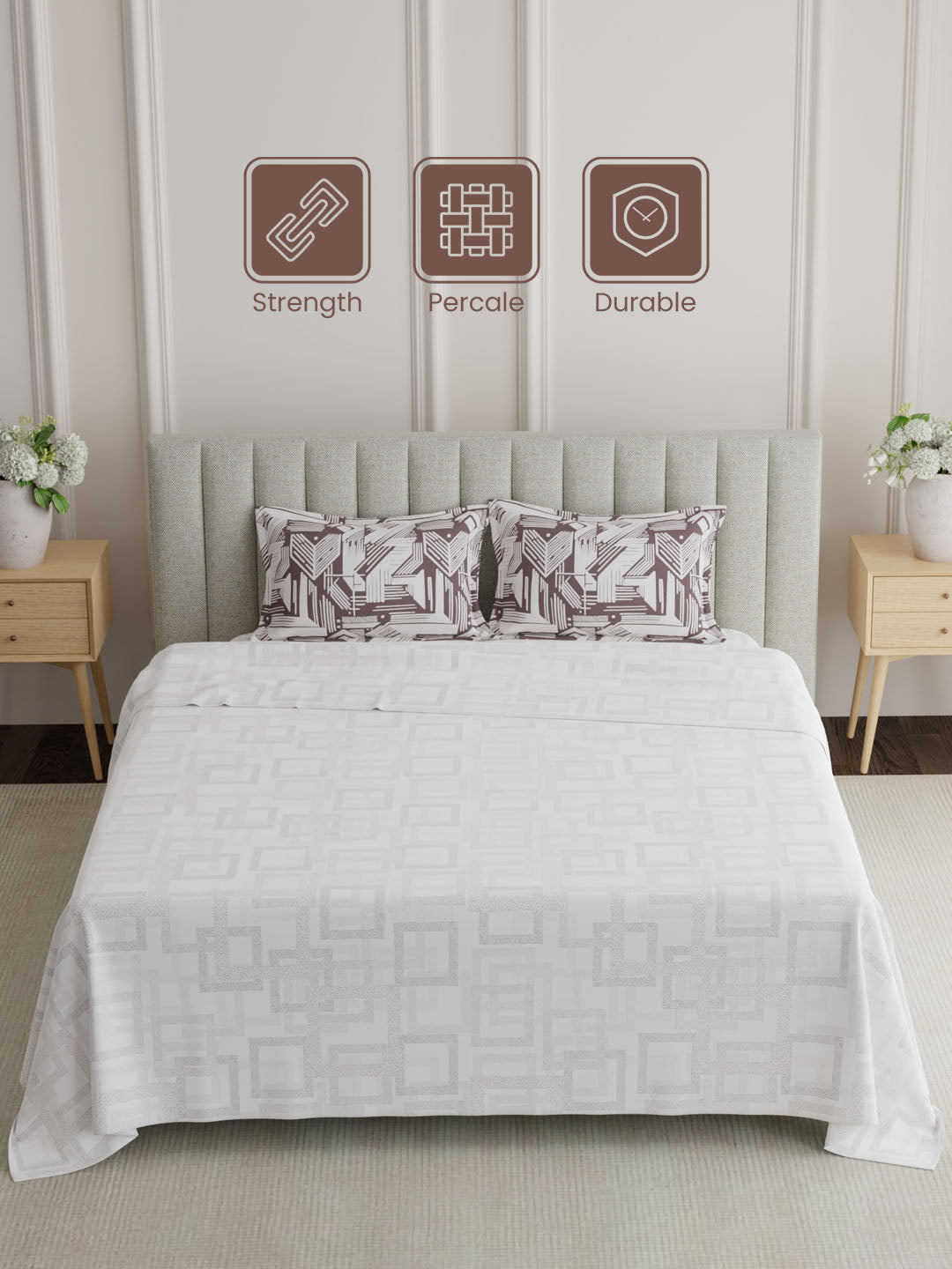 100% Cotton 152 TC, Printed King Bedsheet Set, Embrace