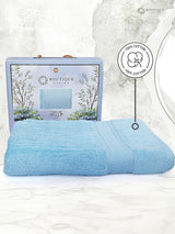 100% Cotton, Blue Bath Towel, Jasmine Aroma, 525 GSM (Nature Bouquet Collection) - Pack of 1