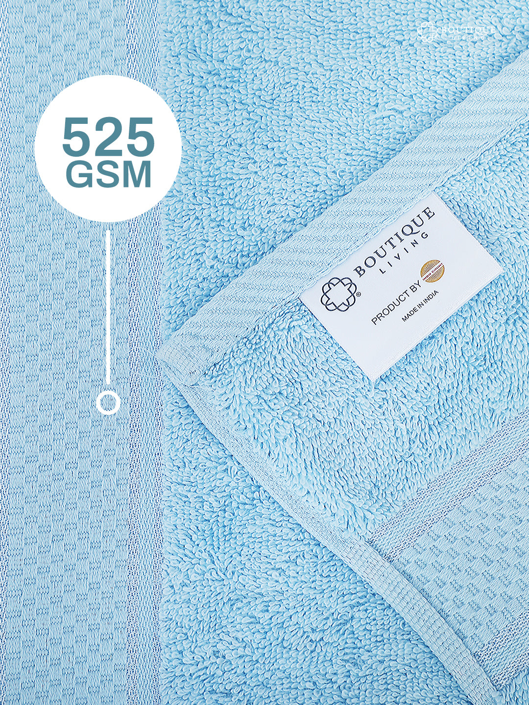 100% Cotton, Blue Bath Towel, Jasmine Aroma, 525 GSM (Nature Bouquet Collection) - Pack of 1