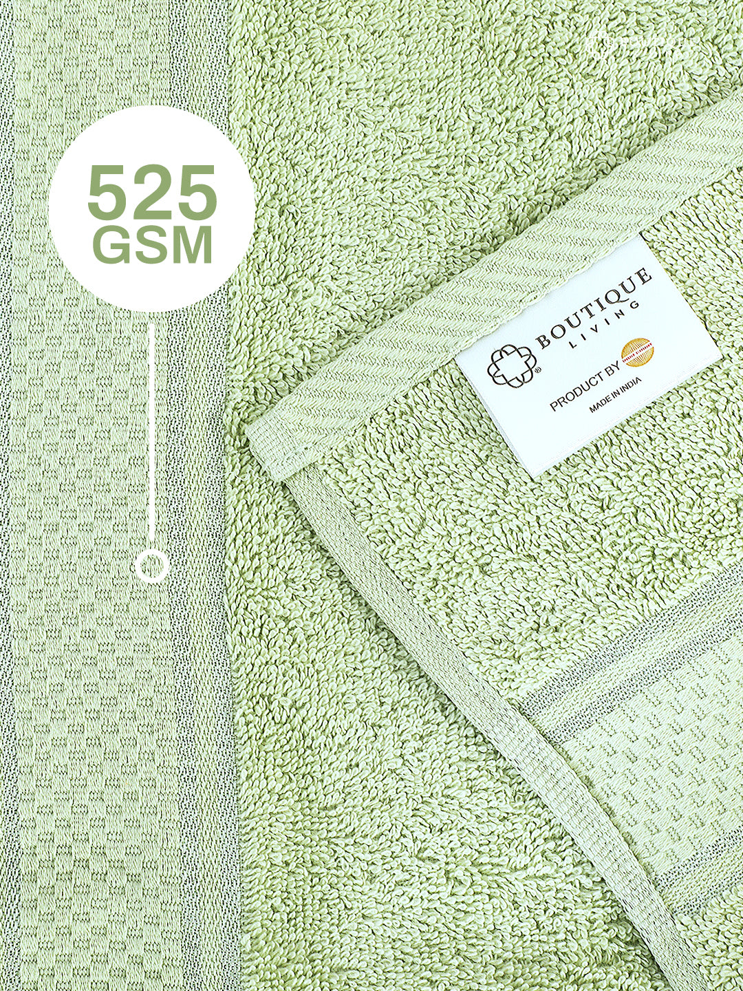 100% Cotton, Green Bath Towel, Green Apple Aroma, 525 GSM (Nature Bouquet Collection) - Pack of 1