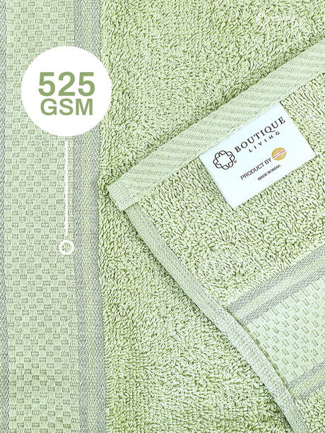 100% Cotton, Green Bath Towel, Green Apple Aroma, 525 GSM (Nature Bouquet Collection)
