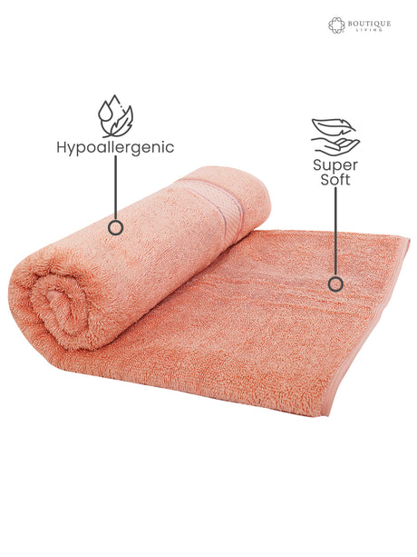 100% Cotton, Pink Bath Towel, Rose Aroma, 525 GSM (Nature Bouquet Collection)