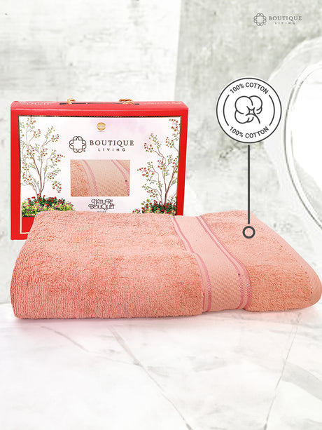 100% Cotton, Pink Bath Towel, Rose Aroma, 525 GSM (Nature Bouquet Collection) - Pack of 1
