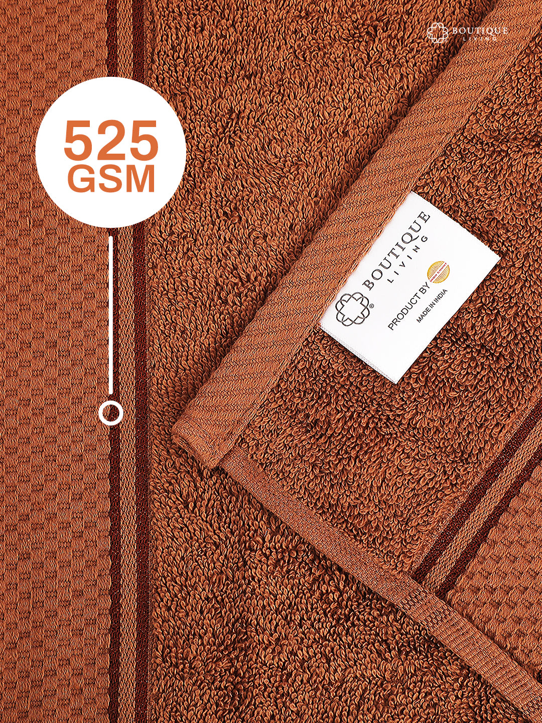 100% Cotton, Brown Bath Towel, Sandalwood Aroma, 525 GSM (Nature Bouquet Collection) - Pack of 1