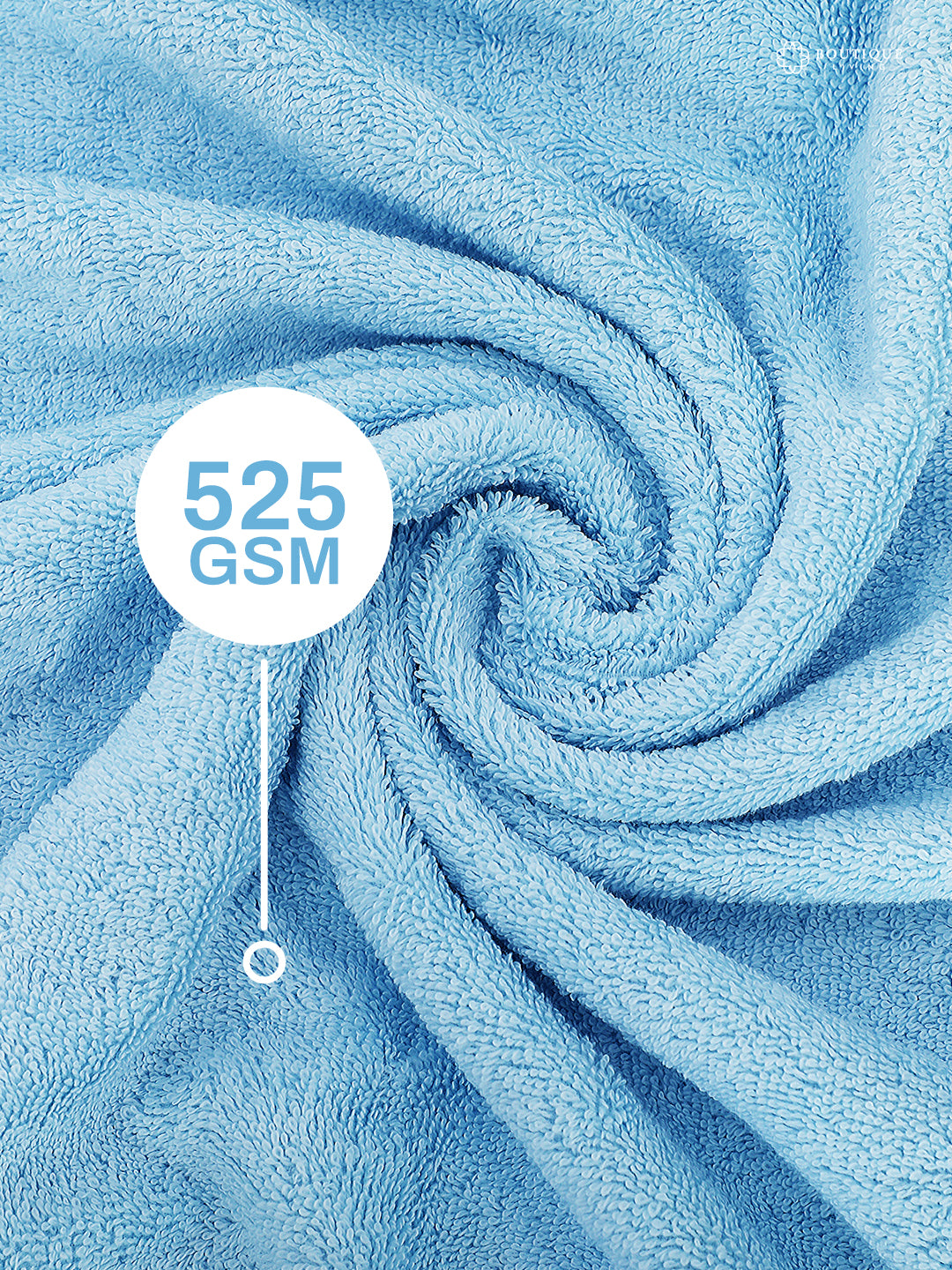 100% Cotton, Blue Hand Towels, Jasmine Aroma, 525 GSM (Nature Bouquet Collection) - Pack of 2