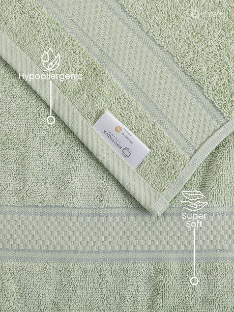 100% Cotton, Green Hand Towels, Green Apple Aroma, 525 GSM - Pack of 2 (Nature Bouquet Collection)