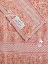 100% Cotton, Pink Hand Towels, Rose Aroma, 525 GSM (Nature Bouquet Collection) - Pack of 2