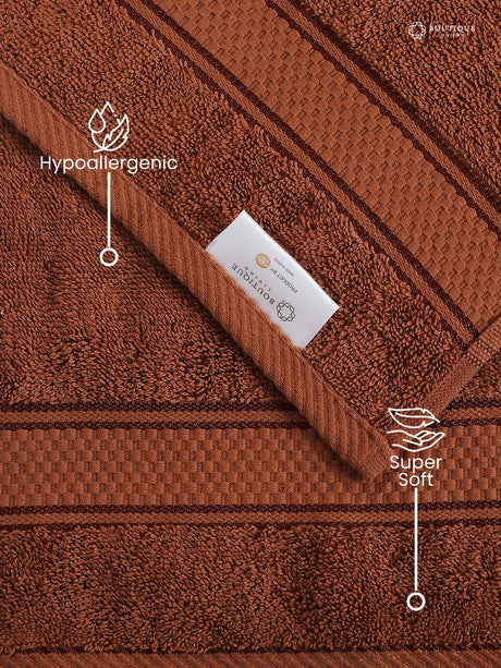 100% Cotton, Brown Hand Towels, Sandalwood Aroma, 525 GSM (Nature Bouquet Collection) - Pack of 2