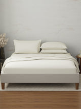 Emblem 100% Cotton 300 TC White Solid King Dyed Bedsheet with 4 Pillow Covers