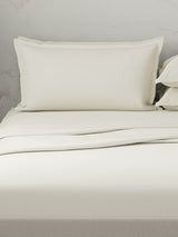 Emblem 100% Cotton 300 TC White Solid King Dyed Bedsheet with 4 Pillow Covers