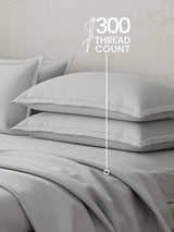 Emblem 100% Cotton 300 TC White Solid King Dyed Bedsheet with 4 Pillow Covers