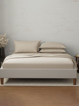 Emblem 100% Cotton 300 TC Beige Solid King Dyed Bedsheet with 4 Pillow Covers