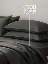 Emblem 100% Cotton 300 TC Grey Solid King Dyed Bedsheet with 4 Pillow Covers