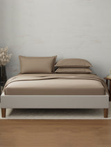 Emblem 100% Cotton 300 TC Brown Solid King Dyed Bedsheet with 4 Pillow Covers