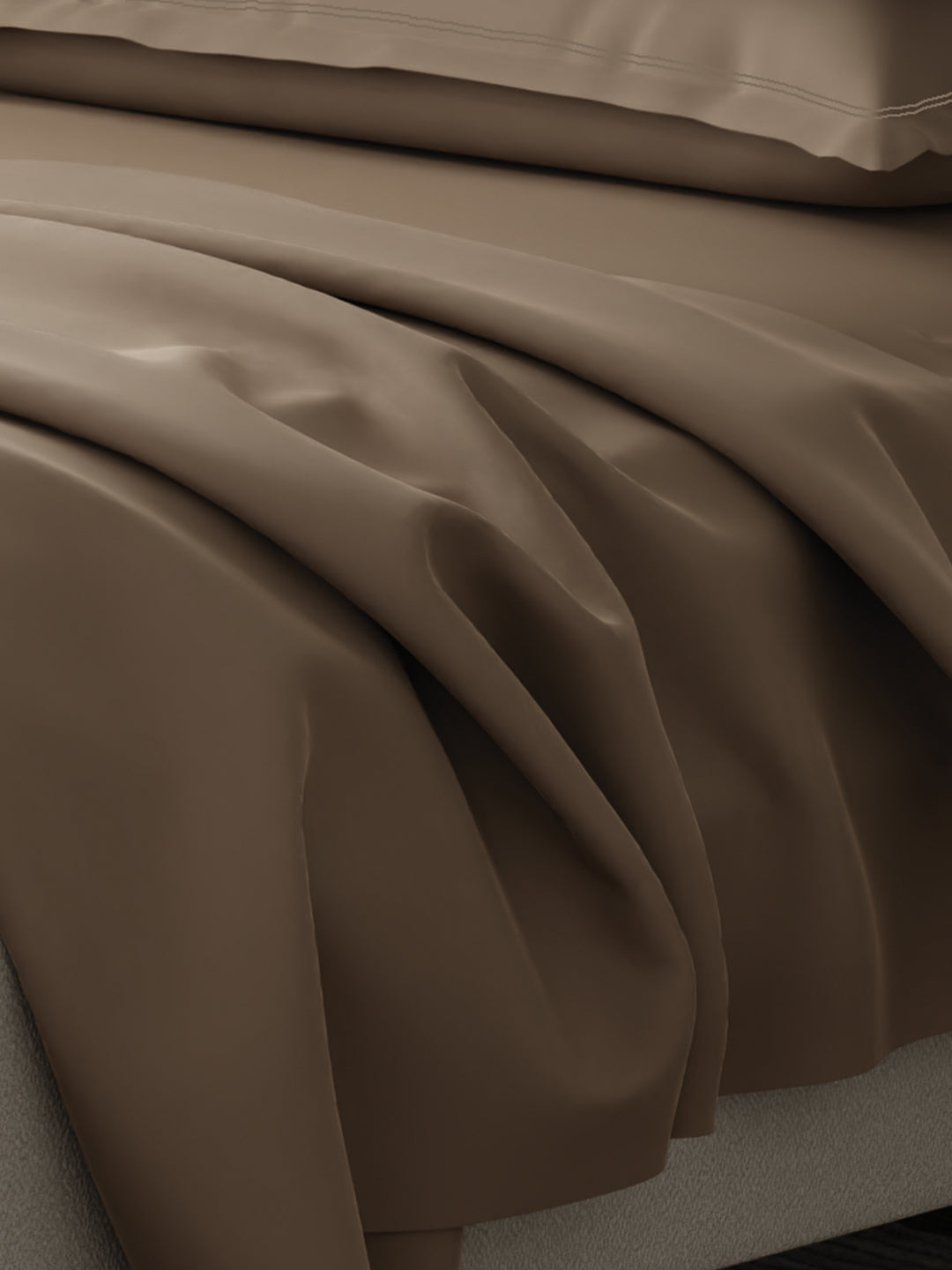 Emblem 100% Cotton 300 TC Brown Solid King Dyed Bedsheet with 4 Pillow Covers
