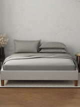 Emblem 100% Cotton 300 TC Grey Solid King Dyed Bedsheet with 4 Pillow Covers