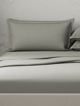Emblem 100% Cotton 300 TC Grey Solid King Dyed Bedsheet with 4 Pillow Covers
